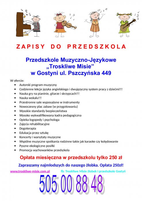 Przedszkole muzyczno-językowe Troskliwe Misie Gostyń